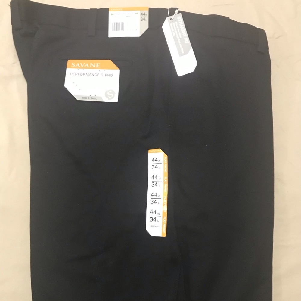 Savane 44x34 black straight fit flat front NWT